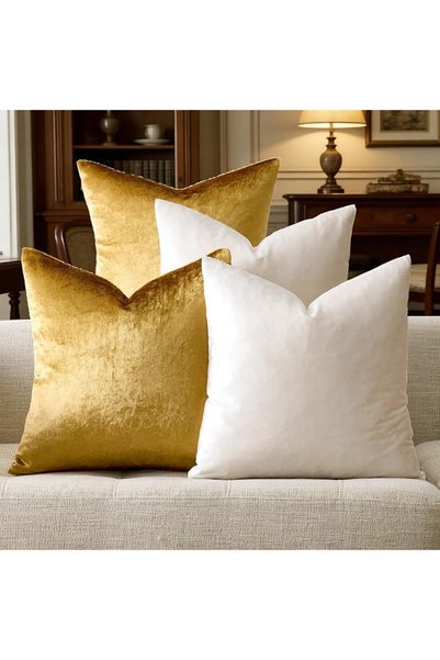 GIGIZAZA Decorative Throw Pillow Covers 18 x 18, Gold Soft Pillow Covers Velv...