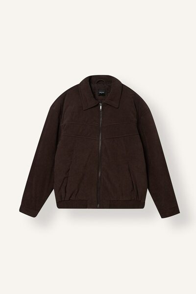 DeFacto Oversized Shirt Collar, Stitched Detail, Zippered, Lined Coat H1724Ax...