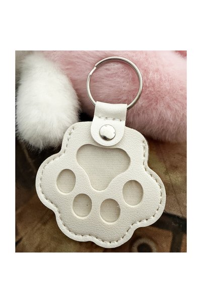 Choice white Dog Hair Collector Keychain Leather Pet Memorial Keepsake Fur St...