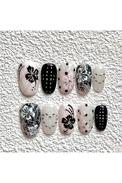 Choice Short Oval Pdd0035-S 10 Pieces of Handmade Oval Full-Cover Nail Tips, ...