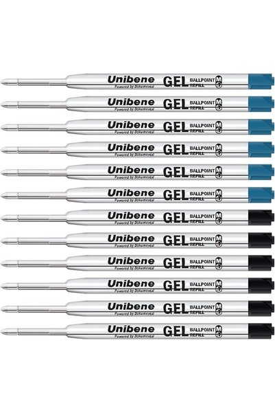 Unibene عبوة من 12 عبوة حبر جل متوافقة مع أقلام باركر، سمك 0.7 مم، 6 باللون ا...