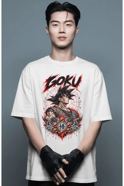 SEVBANO Unisex Oversized Son Goku Dragon Ball Anime Character Pre-Printed Pre...