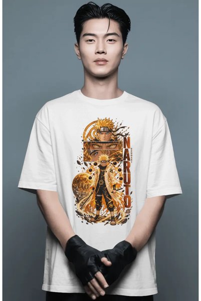 SEVBANO Tricou premium unisex oversize cu imprimeu pe față cu personajul Naru...