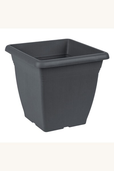 Comerivo Ghiveci patrat din plastic antracit 21x21x20cm, 4.6L, pentru flori s...