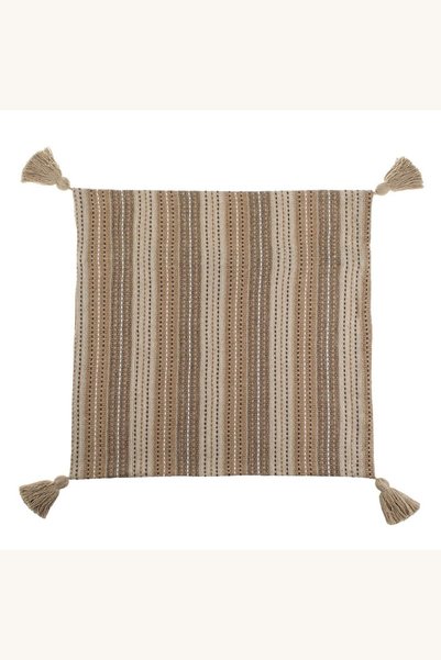 Comerivo Fata de perna maro din bumbac cu dungi bej si ciucuri, 43x42cm - dec...