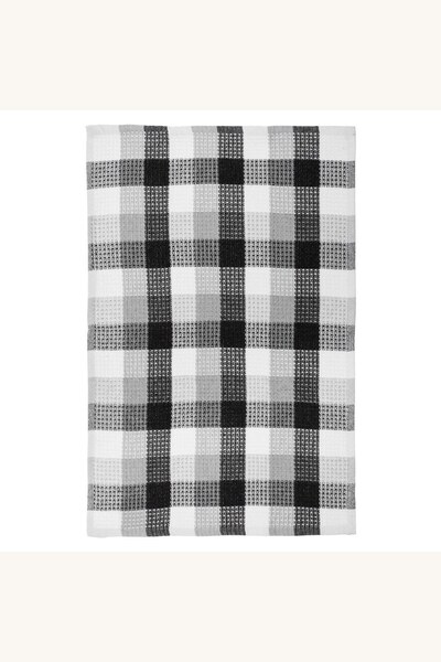 Comerivo Prosop pentru pahare din bumbac in carouri alb gri negru, 40x60 cm, ...