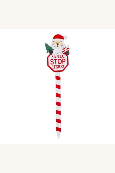 Comerivo Placuta de lemn pentru brad, cu Mos Craciun si mesajul Santa Stop He...