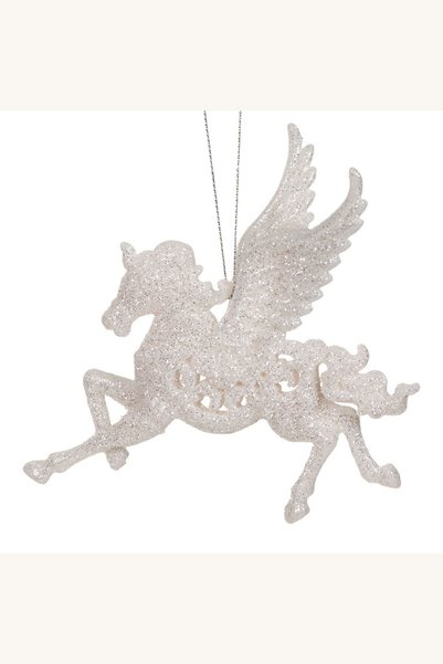 Comerivo Ornament brad Craciun unicorn cu glitter irizat si fir argintiu, pen...