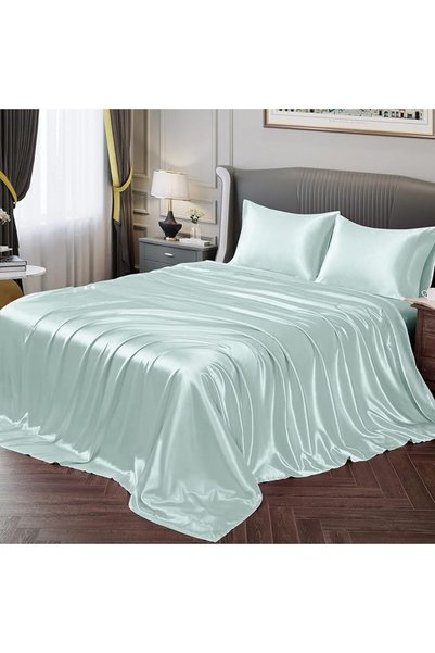 GENERAL Fontei Soft Silky Satin Full Size Bed Sheet Set, Beige Amber, 1 X Fit...