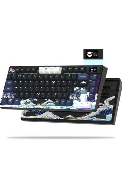 womier S-K80 75% Keyboard with Color OLED Display Mechanical Gaming Keyboard,...