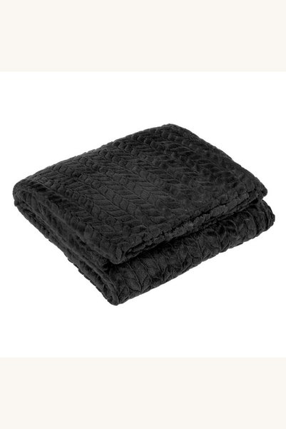 Comerivo Plapuma groasa de iarna neagra cu textura impletita, 160x130 cm, pen...
