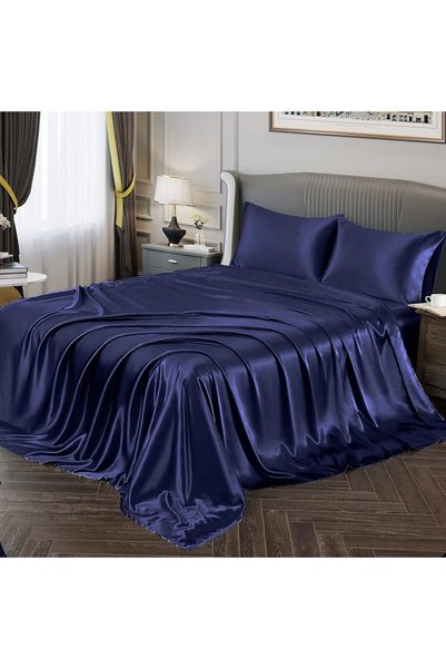 GENERAL Fontei Soft Silky Satin Full Size Bed Sheet Set, Beige Amber, 1 X Fit...