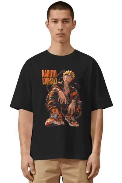 SEVBANO Unisex Oversized Naruto Uzumaki Anime Character Pre-Printed Premium T...