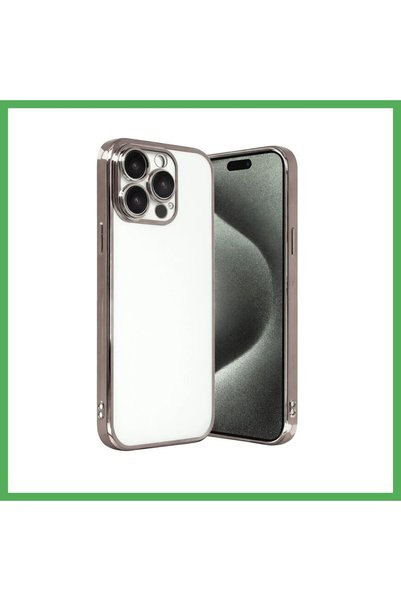 Nur store Çanta iPhone 15 Pro Max Compatible Silicone Case with Lens - Titani...