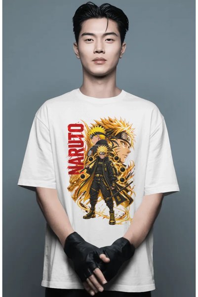 SEVBANO Unisex Oversized Naruto Uzumaki Anime Character Pre-Printed Premium T...