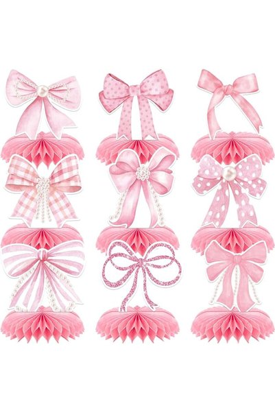 Tazweeq 9 Pcs Pink Bow Party Decorations, Table Centerpieces Decorations for ...