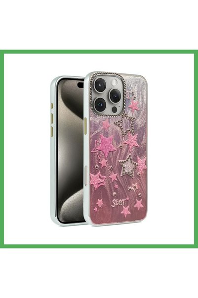 Nur store Çanta iPhone 16 Pro Compatible Case: Blade Mirrored Pattern Cover -...