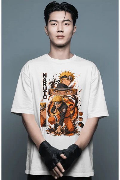 SEVBANO Tricou premium unisex oversize cu imprimeu pe față cu personajul Naru...