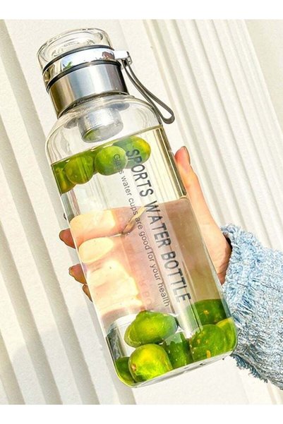 HOOPZOZA 1000ml Clear Glass Sports Water Bottle – High Borosilicate, Leakproo...