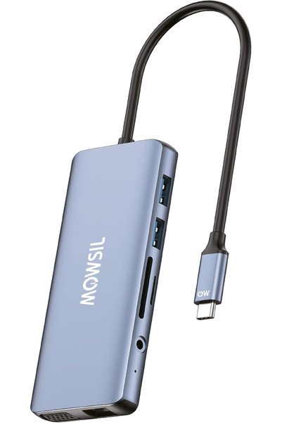 MOWSIL محور USB-C متعدد الوظائف 6 في 1 مع مفتاح تحويل، يدعم HDMI بدقة 4K ومعد...