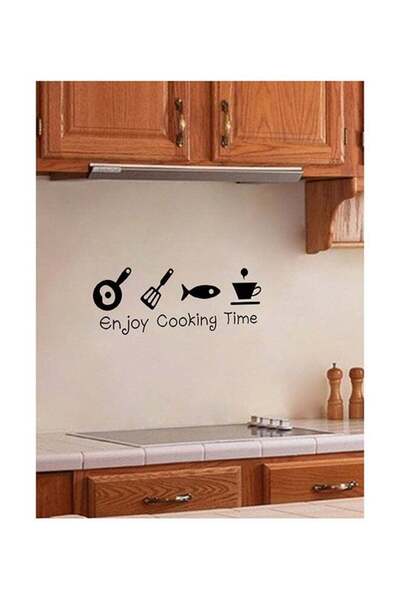 QiaoKai Kitchen Tools Patterned Wall Sticker Beige/Black 51 x 20centimeter