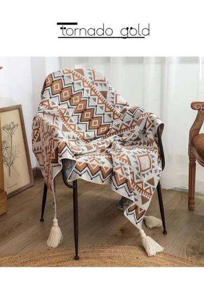 tornado gold Knitted blanket Bohemian Air Conditioning Blanket Blanket Full B...