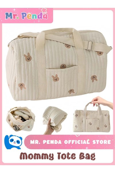 Mr. Penda حقيبة سفر أنيقة مطرزة بتصميم أرنب لطيف وسعة كبيرة، خفيفة الوزن