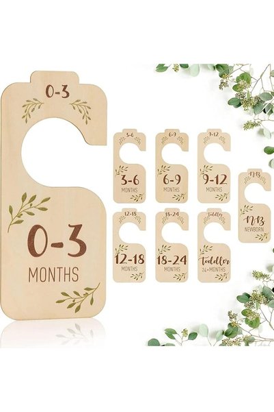 GENERAL Baby Closet Dividers for Clothes Organizer - Set of 8 Beautiful Woode...