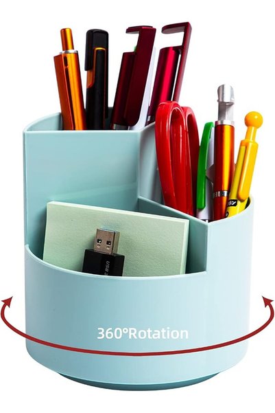 GENERAL Desk Pencil Pen Holder, 3 Slots 360-Degree Spinning Pencil Pen Desk O...