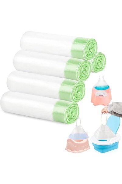 ALMEKAQUZ 100 PCS Disposable Potty Liners, Drawstring Potty Chair Bags, Toddl...