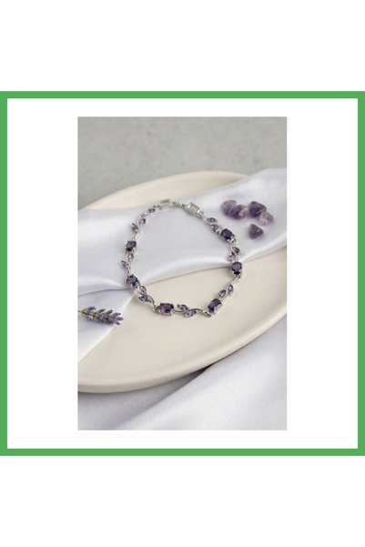 Nur store Çanta Rice-Shaped Silver-Colored Purple Zircon Flower-Patterned Wom...