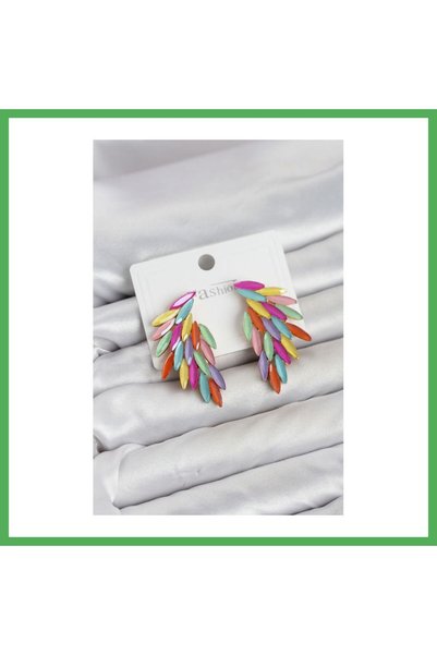 Nur store Çanta Assorted-Color Crystal Stone Wing Earrings BEZOSS