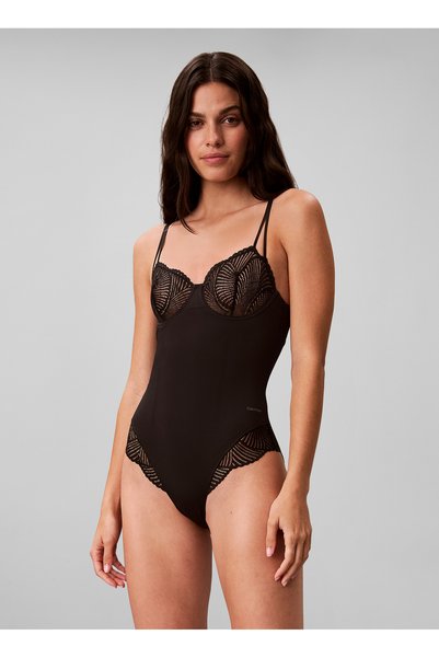 Calvin Klein LV00QF8982 CK WOMEN Siyah Kadın Straplez Desenli Desenli Kolsuz ...