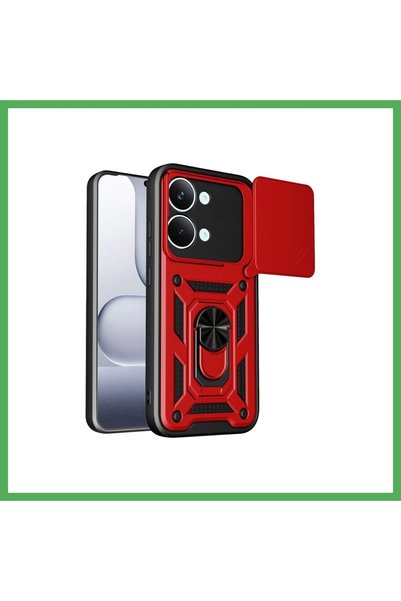 Nur store Çanta Poco X8 Pro Max Compatible Pars Lens Ring Silicone Case - Red...