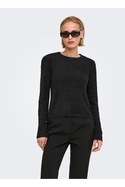 ONLY 15374811C-N10 Black Women's Boat Neck Knit Sweater