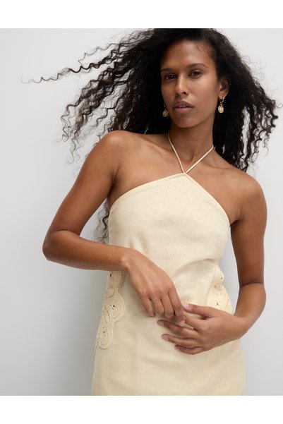 Marks & Spencer Keten Karışımlı Halter Yaka Bluz