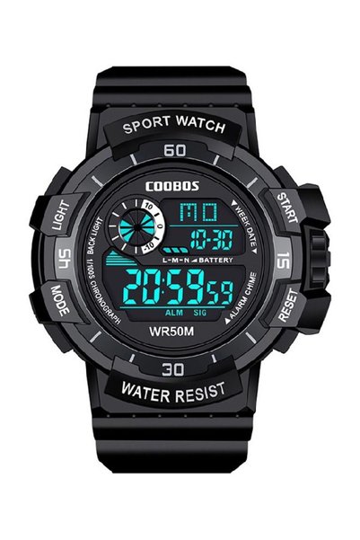 Coobos 2 Pack Kids Water Resistant Rubber Digital Watch Boy's Watch Black/Yellow