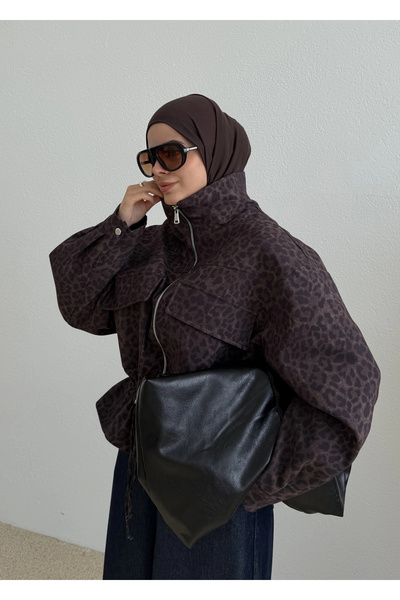 MODA AKSA 6374 LEOPAR DESEN KEMERLİ CEKET