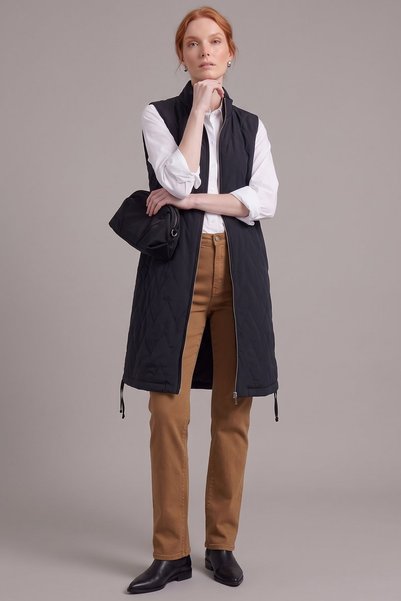 Kayra Faux Leather Vest, Navy Blue