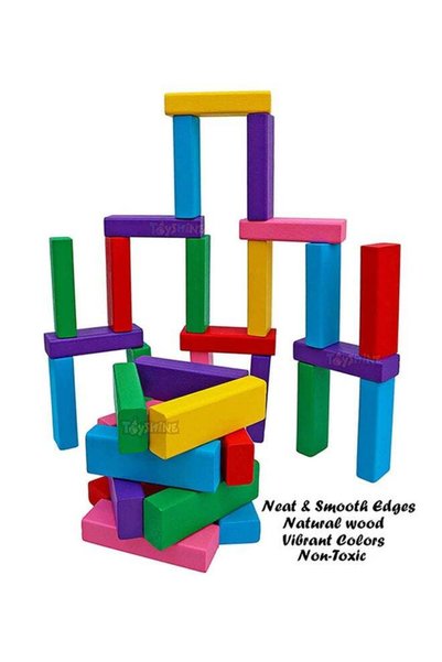 Generic 48-Piece Multicolour Non Toxic Smooth Edges Wooden Building Block Toy...