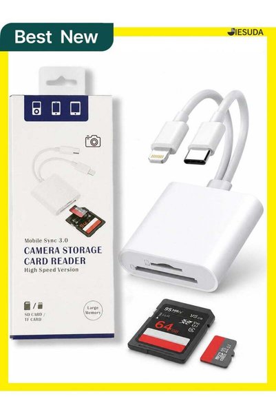 JieSuDa Type-C SD/TF Card Reader for iPhone, iPad, MacBook & Cameras – Dual S...
