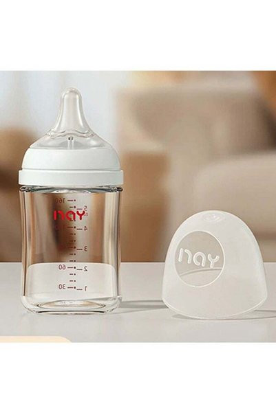 nay زجاجة رضاعة للأطفال حديثي الولادة، ذات فوهة واسعة وحلمة تشبه حلمة الثدي، ...