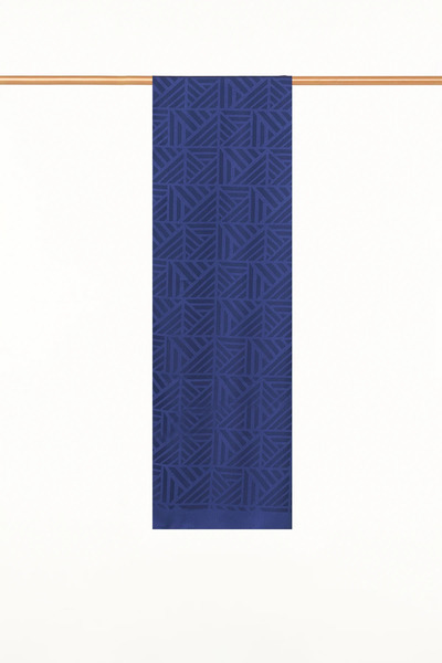 Kayra Denim Blue Maze-Patterned Shawl