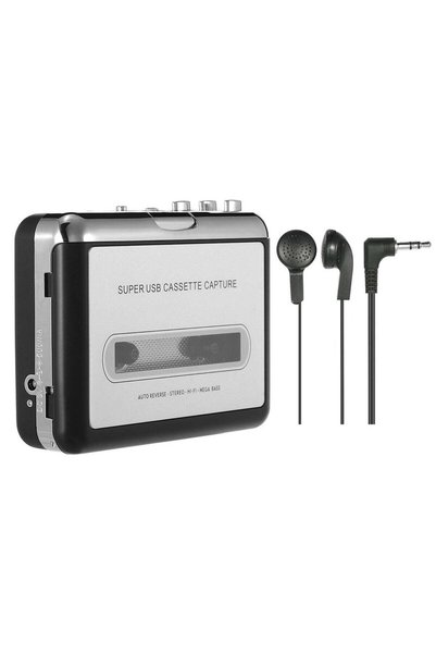 Ezcap محول USB لالتقاط الكاسيت من شريط إلى MP3 مع سماعة أذن V2851_P أسود