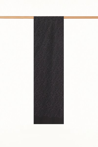Kayra Black Viscose Shawl with Mixed Pattern