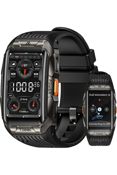 Kospet Tank X2 Ultra Rugged Smart Watch with GPS, 5 ATM Waterproof, Black