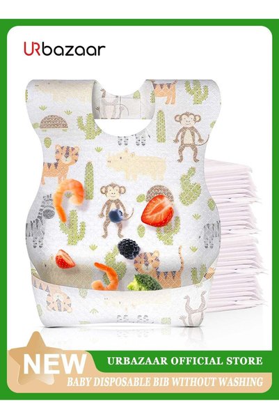 URbazaar 40-Pcs Disposable Baby Bibs for Feeding Drooling – Travel Bibs for B...
