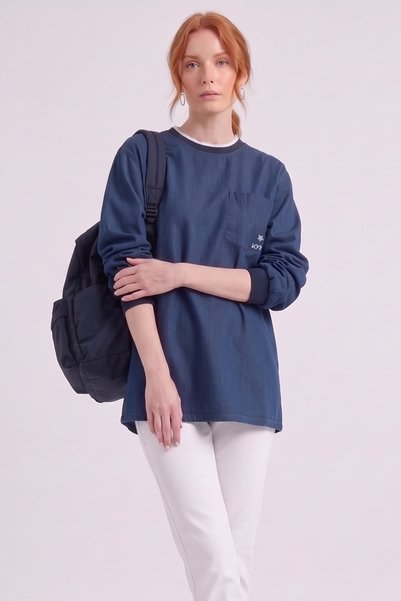 KYR Pocket Detailed Sweatshirt Navy Blue