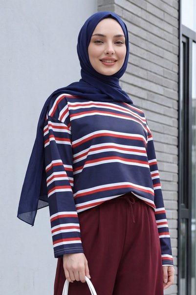 Modamorfo Dukserica od džersija sa okruglim izrezom, debelim prugama i udobni...