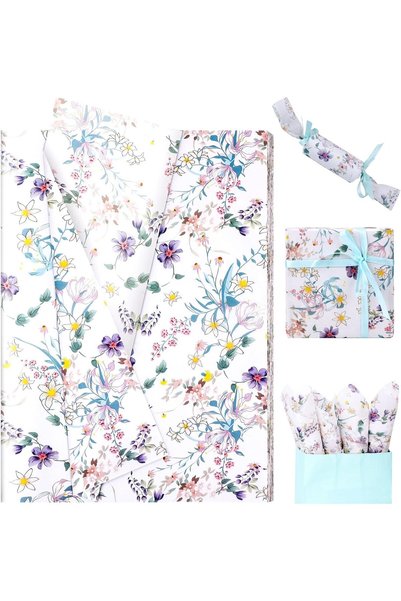 TERRIFI 100 Sheets Floral Tissue Paper for Gift Wrapping Crafts & Packaging, ...
